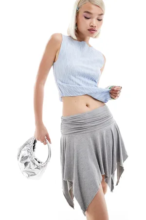 Motel Jamelia asymmetric mini skirt in marl
