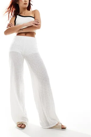 Bershka Crochet wide leg trousers in