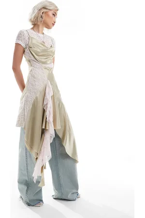 Reclaimed Limited edition asymmetric hem midi dress in mint
