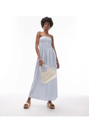 Topshop Beach bandeau dress in pinstripe