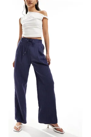 River Island Poplin wide leg trouser in stripe