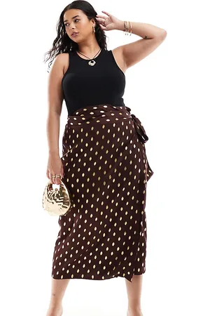 Never Fully Dressed Jaspre gold fleck midi skirt in chocolate