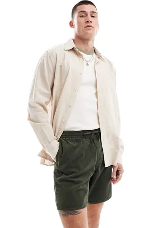 Rhythm Classic linen long sleeve beach shirt in sand