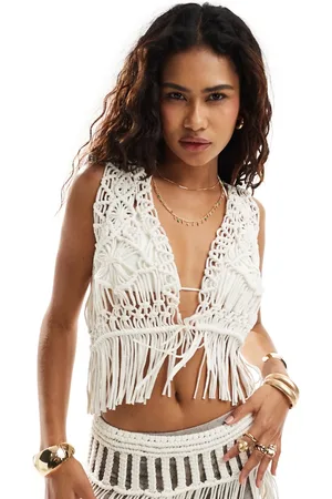 ASOS Knitted crochet waistcoat in