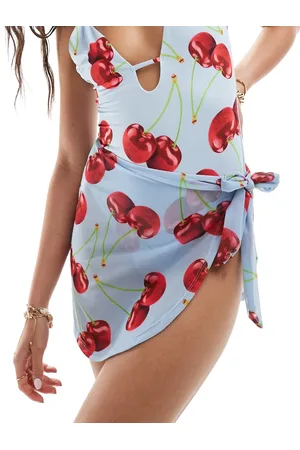 ASOS Cleo mini mesh beach sarong in cherry print