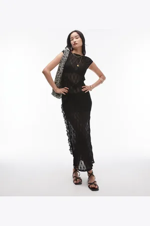 Topshop Sheer lace maxi dress with scoop back in
