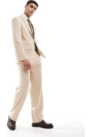 ASOS Wedding relaxed throw on suit jacket in camel micro texture