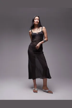 Topshop Exposed seam sheer maxi dress in