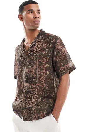 ASOS Relaxed revere shirt with tapestry print in