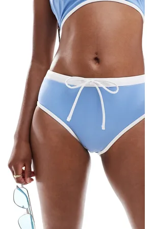 ASOS Contrast binding bikini bottom in dusty