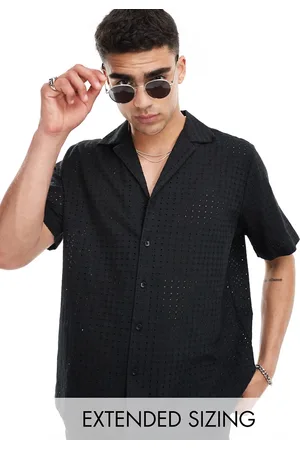 ASOS Co-ord relaxed revere collar broderie shirt in