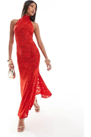 ASOS Sheer burnout halterneck maxi dress with low back in