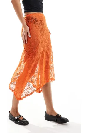 Daisy Street Drop hem midi skirt in lace
