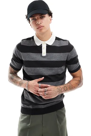 ASOS Short sleeve rugby polo in stripe