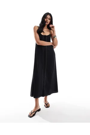 ASOS Cami button down contrast seam midi dress in