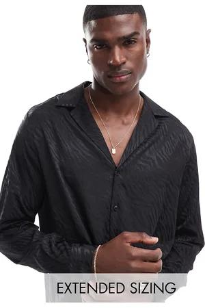 ASOS Boxy relaxed deep revere shirt in zebra jacquard