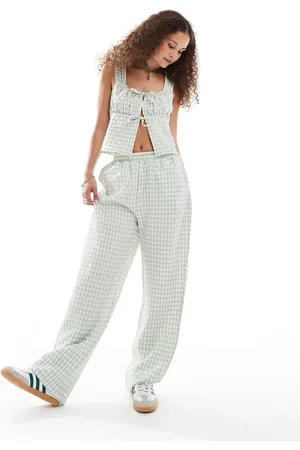 Reclaimed Pull on trousers in gingham
