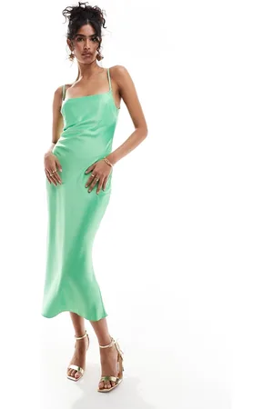 ASOS Scoop neck bias midi dress in bright