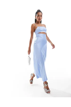 ASOS Satin bias cut out midi dress in soft