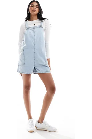 MANGO Oversized dungarees in light