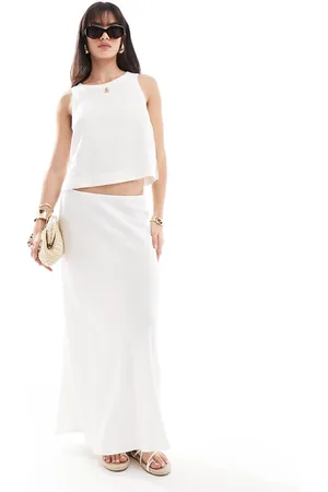 New Look New Look linen mix midi skirt in
