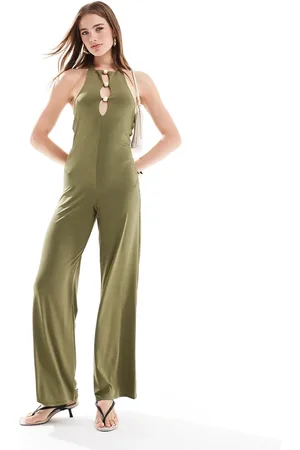 ASOS Cut out front bead detail wide leg jumpsuit