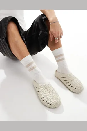 EA7 Armani phylon logo elevated mule sliders in beige