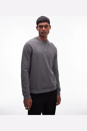 Topman Essential crew neck in charcoal