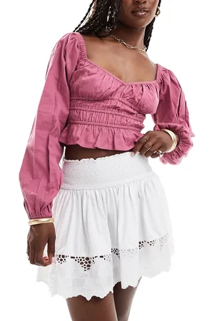 ASOS Mini cutwork shirred waist skirt in
