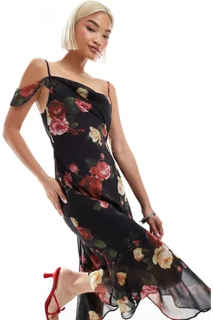 Motel Dansya renaissance rose print ruffle cami dress in