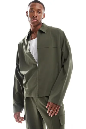 ASOS Smart co-ord slim trucker jacket with cargo pockets in khaki