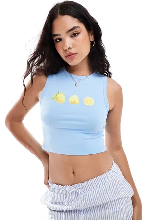 ASOS Tank top with sliced lemon graphic in baby