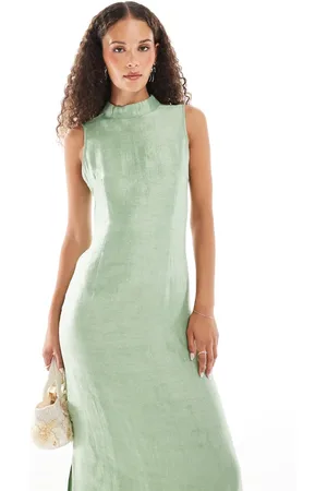 Ghospell Arya column midi dress in light metallic