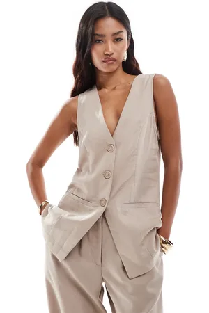 ASOS Longline waistcoat co-ord in washed sand