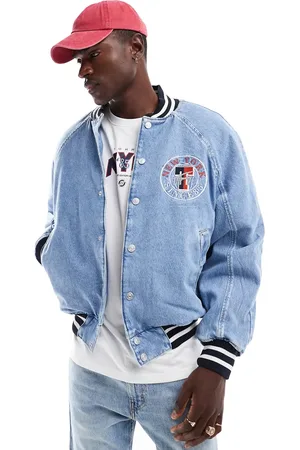 Tommy Hilfiger Letterman denim jacket in light wash