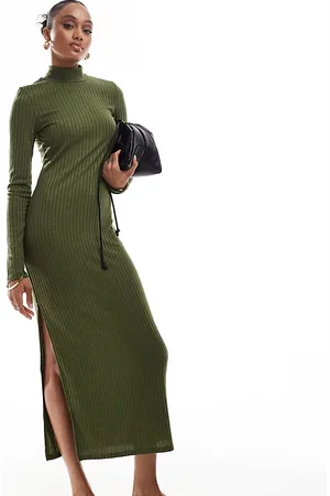 VERO MODA Rib jersey maxi dress in dark