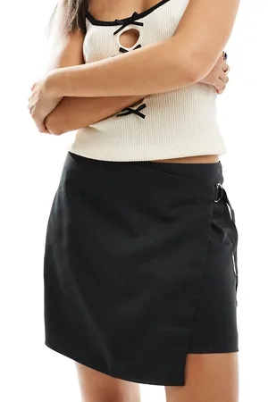 Pieces® Wrap front mini skirt in