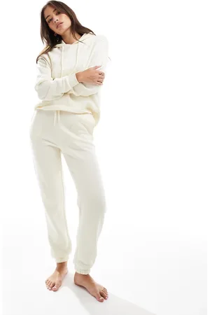 Pieces® Sweat jogger co-ord with tie waist in neutral beige