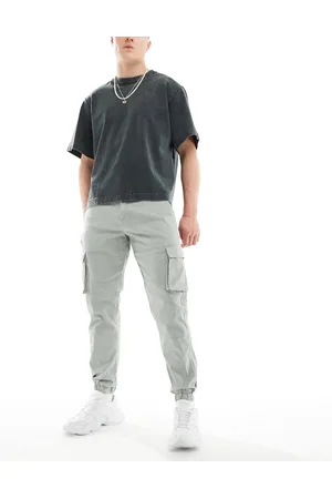 Only & Sons Tapered fit cargo with cuffed bottom in light sage