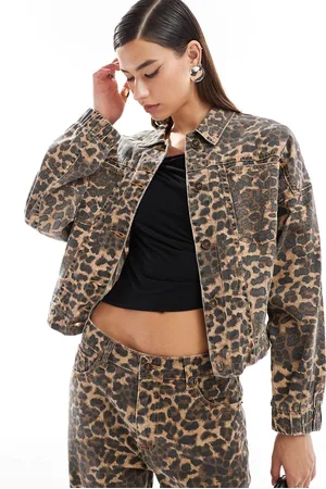 Lioness Denim jacket co-ord in leopard