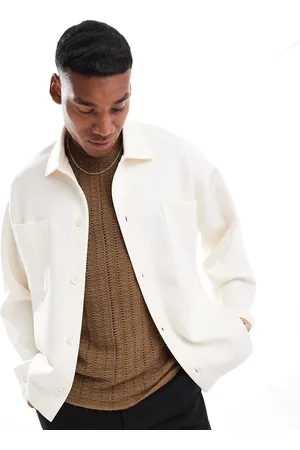ASOS Oversized scuba shacket in ecru