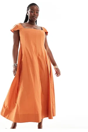 ASOS ASOS DESIGN Curve seamed maxi tennis dress with capped sleeve in dark mango
