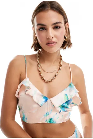 ASOS Satin crop top co-ord in marble print