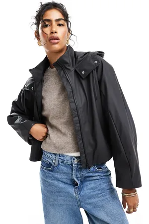 ASOS Rubberised chuck on rain jacket with pocket detail in