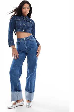 Threadbare Cropped denim jacket in mid wash