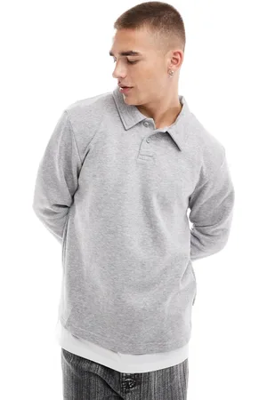 JACK & JONES Oversized polo sweatshirt in melange