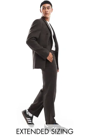 ASOS Straight wool blend suit trousers in herringbone