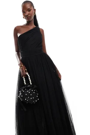 Lace & Beads Bridesmaid one shoulder tulle maxi dress in