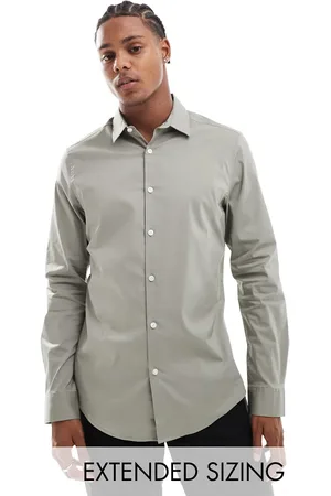 ASOS Stretch slim fit work shirt in khaki
