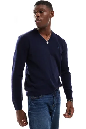 Ralph Lauren Icon logo v-neck heavyweight cotton knit jumper in